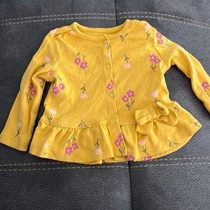 Carters baby girl yellow floral ruffle long sleeve sweater. Size 9 months.